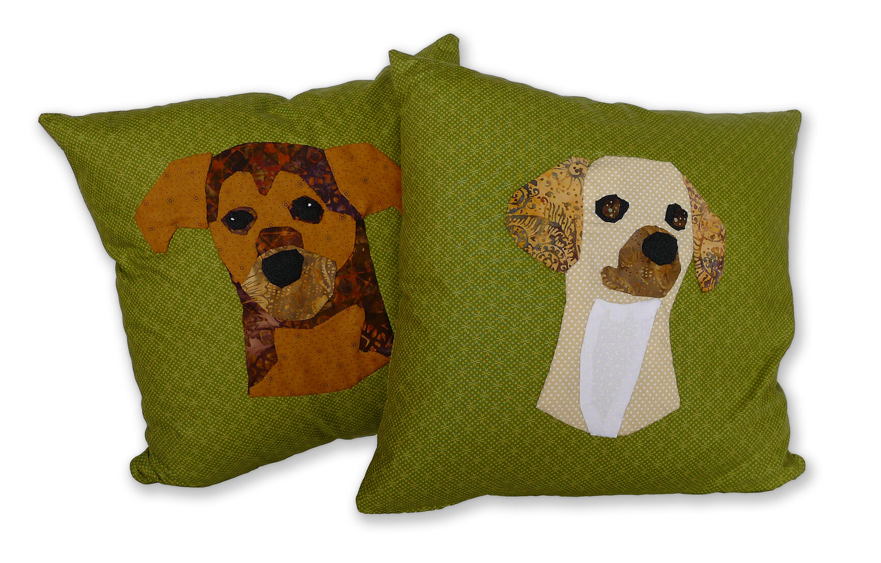 Appliqué pillows dogs